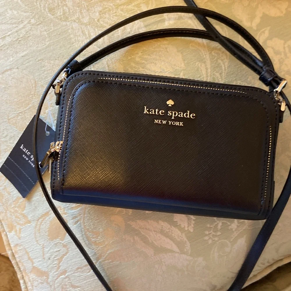 Kate spade Staci zip around mini black leather Crossbody - Picture 2 of 14